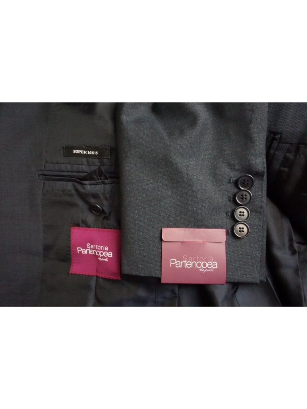 Sartoria Partenopea Blue 160s Wool 2 Pc Suit Jacket Pant 46EU 36 US NEW